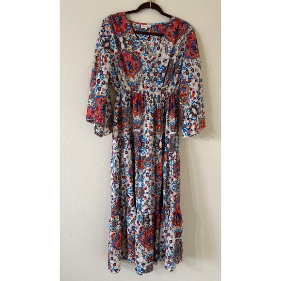 Anthropologie Dresses & Skirts - Anthropologie Boemo Womens Paisley Floral Bell Sleeve Maxi Dress Large Bohemian
